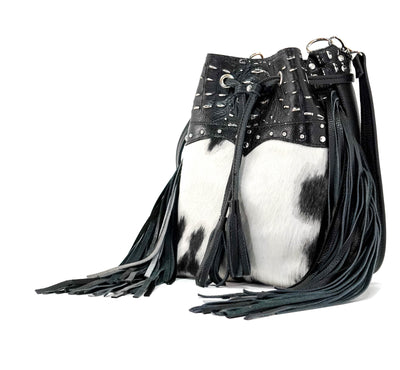 Gabby - Black & White w/ Onyx & Silver Croc-Gabby-Western-Cowhide-Bags-Handmade-Products-Gifts-Dancing Cactus Designs
