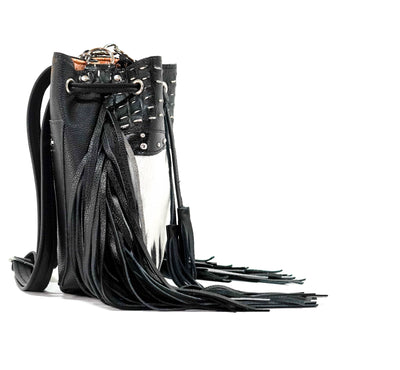 Gabby - Black & White w/ Onyx & Silver Croc-Gabby-Western-Cowhide-Bags-Handmade-Products-Gifts-Dancing Cactus Designs