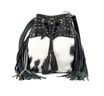 Gabby - Black & White w/ Onyx & Silver Croc-Gabby-Western-Cowhide-Bags-Handmade-Products-Gifts-Dancing Cactus Designs