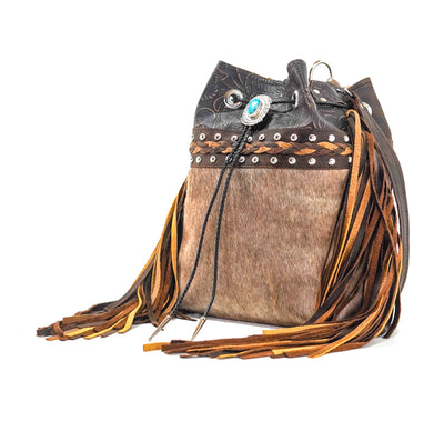 Gabby - Brindle w/ Floral Chicory-Gabby-Western-Cowhide-Bags-Handmade-Products-Gifts-Dancing Cactus Designs