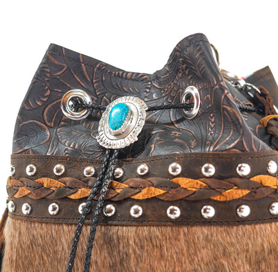 Gabby - Brindle w/ Floral Chicory-Gabby-Western-Cowhide-Bags-Handmade-Products-Gifts-Dancing Cactus Designs