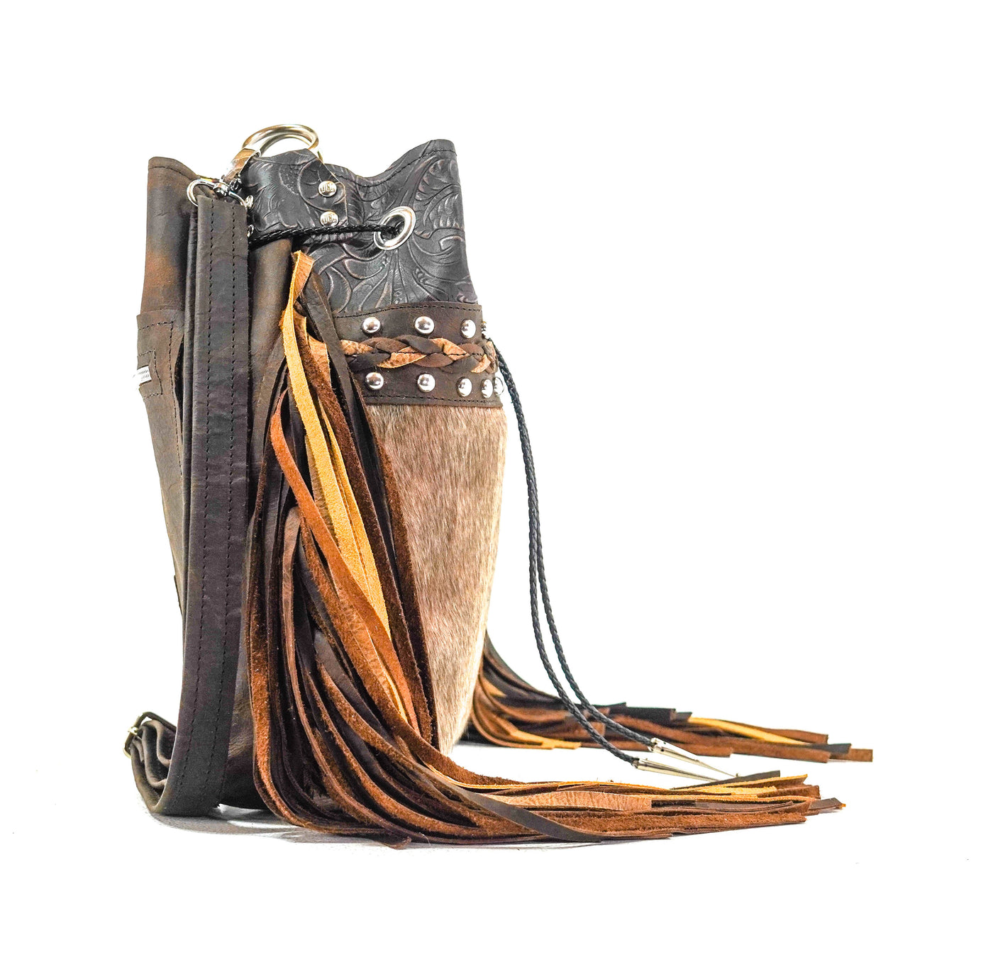 Gabby - Brindle w/ Floral Chicory-Gabby-Western-Cowhide-Bags-Handmade-Products-Gifts-Dancing Cactus Designs