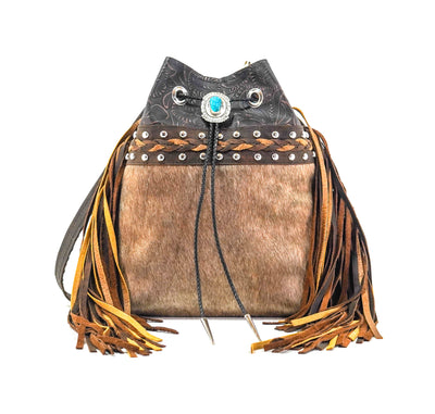 Gabby - Brindle w/ Floral Chicory-Gabby-Western-Cowhide-Bags-Handmade-Products-Gifts-Dancing Cactus Designs
