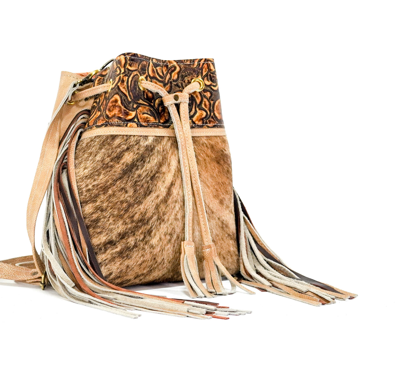 Gabby - Brindle w/ Savannah Roses-Gabby-Western-Cowhide-Bags-Handmade-Products-Gifts-Dancing Cactus Designs