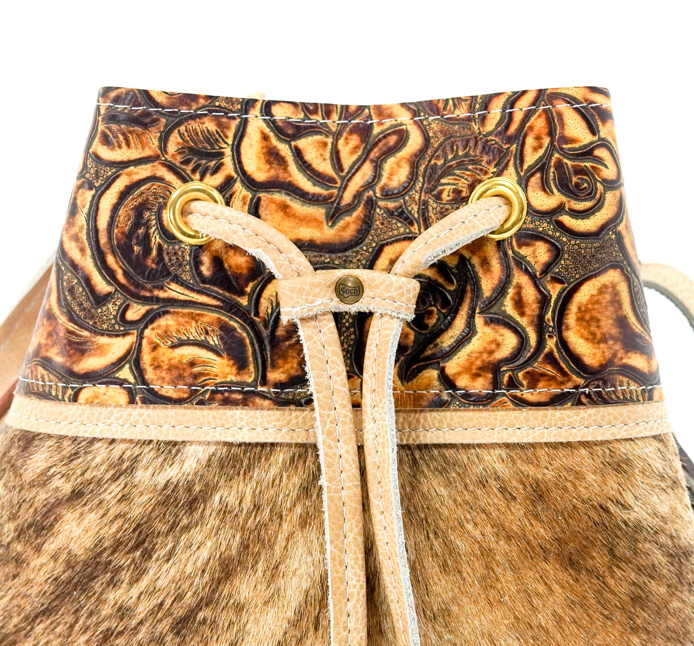 Gabby - Brindle w/ Savannah Roses-Gabby-Western-Cowhide-Bags-Handmade-Products-Gifts-Dancing Cactus Designs