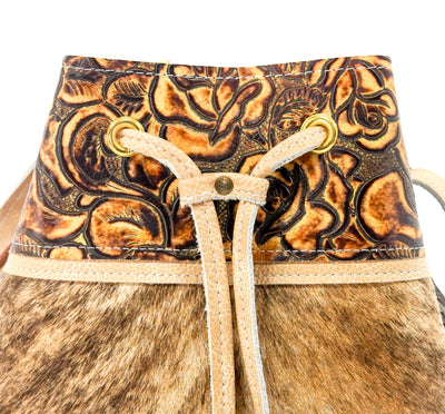 Gabby - Brindle w/ Savannah Roses-Gabby-Western-Cowhide-Bags-Handmade-Products-Gifts-Dancing Cactus Designs