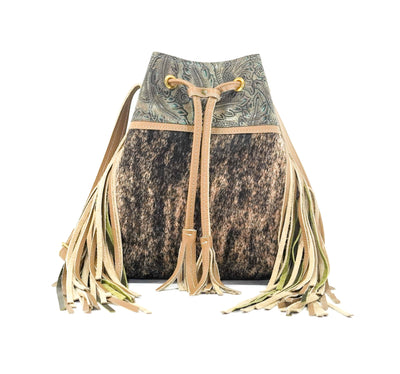 Gabby - Brindle w/ Turquoise Autumn-Gabby-Western-Cowhide-Bags-Handmade-Products-Gifts-Dancing Cactus Designs