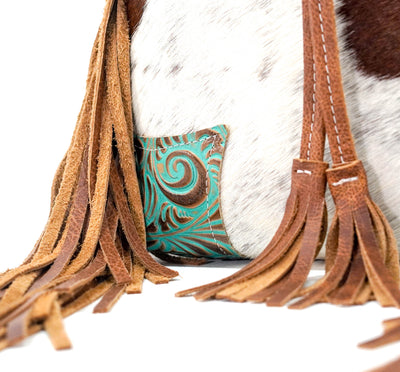 Gabby - Longhorn w/ Turquoise Caracole-Gabby-Western-Cowhide-Bags-Handmade-Products-Gifts-Dancing Cactus Designs