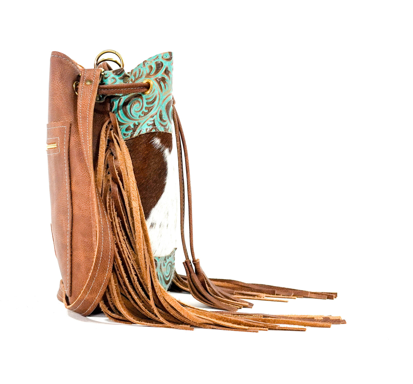 Gabby - Longhorn w/ Turquoise Caracole-Gabby-Western-Cowhide-Bags-Handmade-Products-Gifts-Dancing Cactus Designs