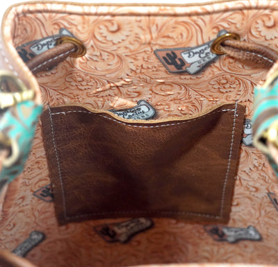 Gabby - Longhorn w/ Turquoise Caracole-Gabby-Western-Cowhide-Bags-Handmade-Products-Gifts-Dancing Cactus Designs