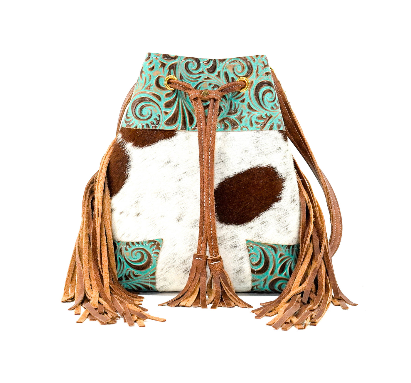 Gabby - Longhorn w/ Turquoise Caracole-Gabby-Western-Cowhide-Bags-Handmade-Products-Gifts-Dancing Cactus Designs