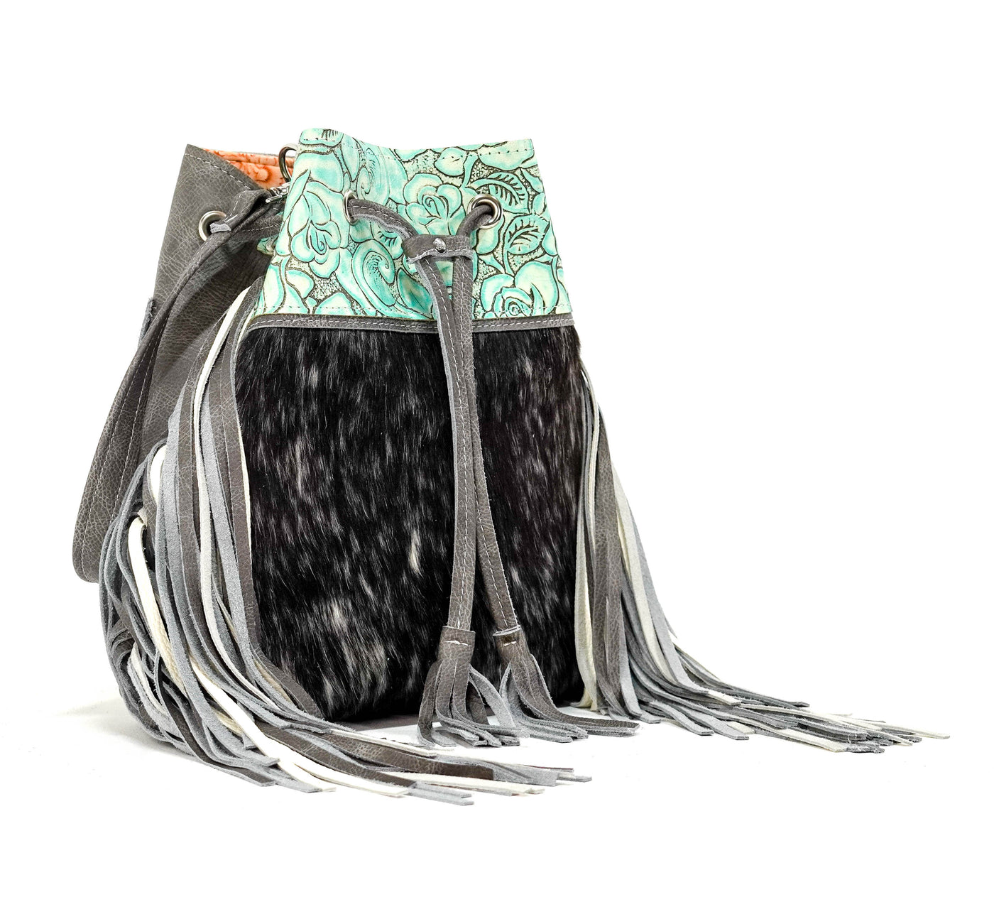 Gabby - Salt & Pepper w/ Geode Roses-Gabby-Western-Cowhide-Bags-Handmade-Products-Gifts-Dancing Cactus Designs