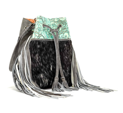 Gabby - Salt & Pepper w/ Geode Roses-Gabby-Western-Cowhide-Bags-Handmade-Products-Gifts-Dancing Cactus Designs