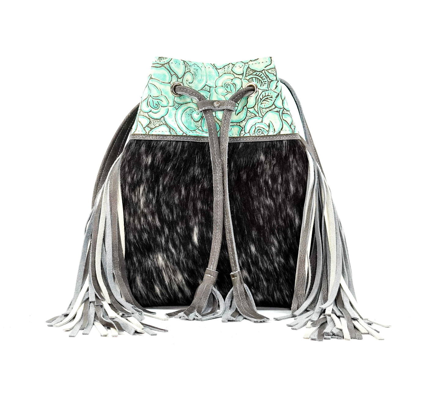 Gabby - Salt & Pepper w/ Geode Roses-Gabby-Western-Cowhide-Bags-Handmade-Products-Gifts-Dancing Cactus Designs