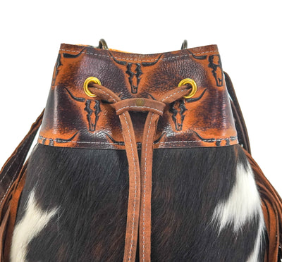 Gabby - Tricolor w/ Burnt Skulls-Gabby-Western-Cowhide-Bags-Handmade-Products-Gifts-Dancing Cactus Designs