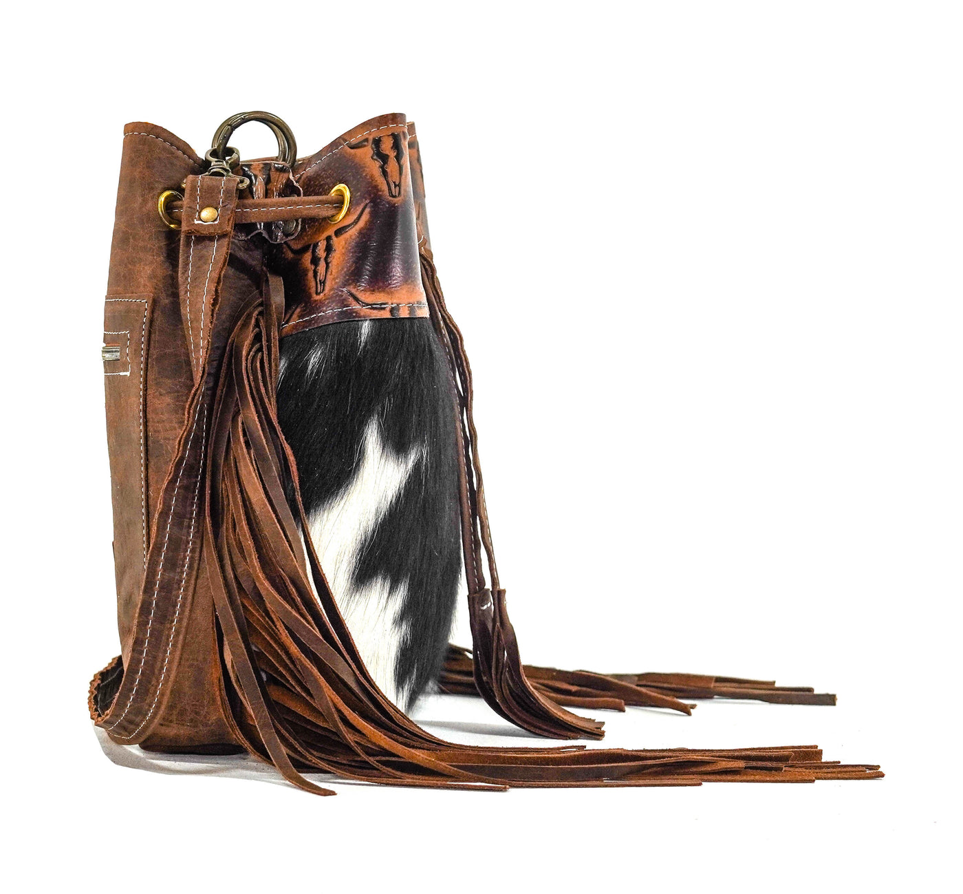 Gabby - Tricolor w/ Burnt Skulls-Gabby-Western-Cowhide-Bags-Handmade-Products-Gifts-Dancing Cactus Designs