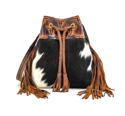Gabby - Tricolor w/ Burnt Skulls-Gabby-Western-Cowhide-Bags-Handmade-Products-Gifts-Dancing Cactus Designs