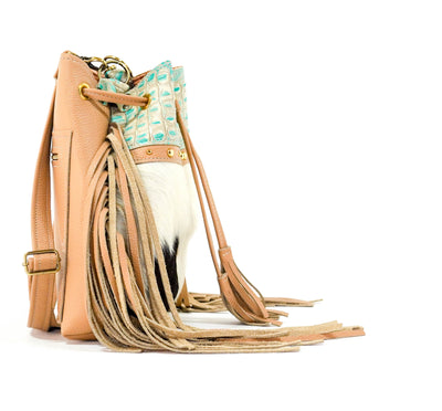 Gabby - Tricolor w/ Cyan Croc-Gabby-Western-Cowhide-Bags-Handmade-Products-Gifts-Dancing Cactus Designs