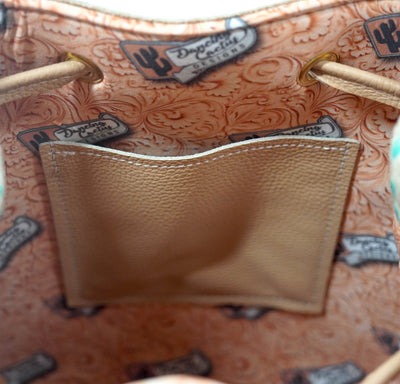Gabby - Tricolor w/ Cyan Croc-Gabby-Western-Cowhide-Bags-Handmade-Products-Gifts-Dancing Cactus Designs