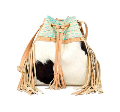Gabby - Tricolor w/ Cyan Croc-Gabby-Western-Cowhide-Bags-Handmade-Products-Gifts-Dancing Cactus Designs