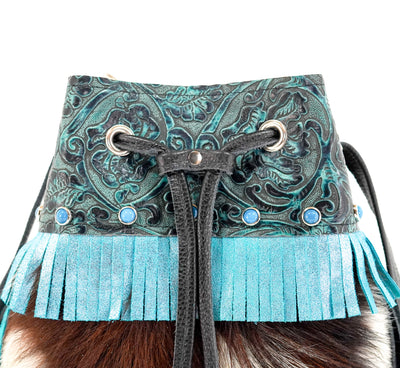 Gabby - Tricolor w/ Indigo Tool-Gabby-Western-Cowhide-Bags-Handmade-Products-Gifts-Dancing Cactus Designs