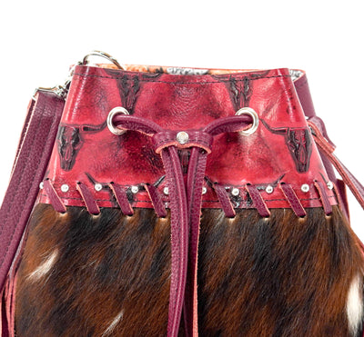 Gabby - Tricolor w/ Red Skulls-Gabby-Western-Cowhide-Bags-Handmade-Products-Gifts-Dancing Cactus Designs