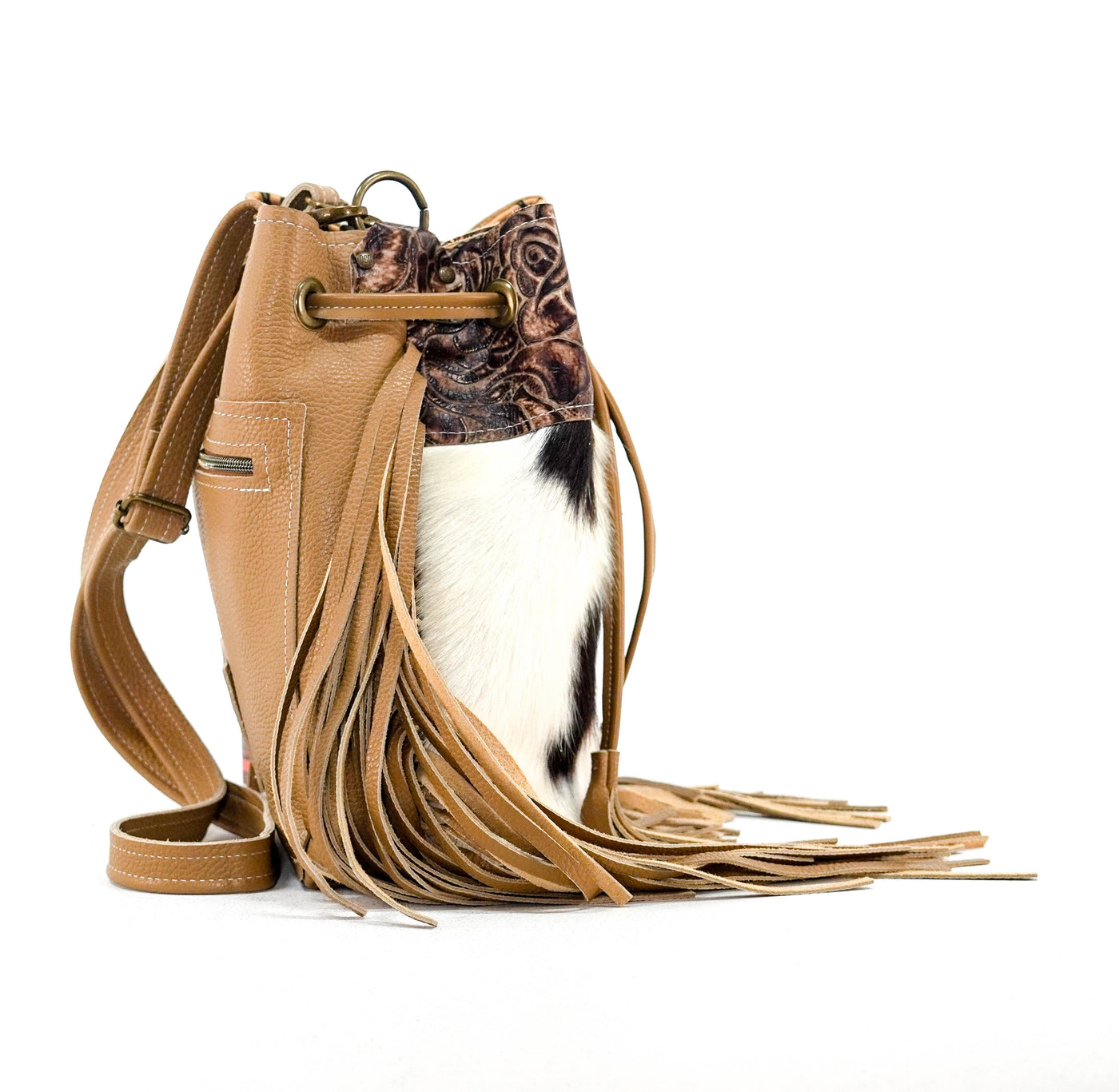 Gabby - Tricolor w/ Toasted Roses-Gabby-Western-Cowhide-Bags-Handmade-Products-Gifts-Dancing Cactus Designs
