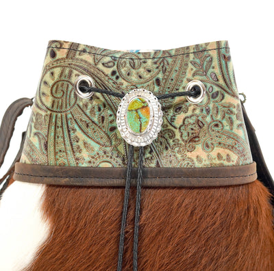 Gabby - Tricolor w/ Turquoise & Brown Paisley-Gabby-Western-Cowhide-Bags-Handmade-Products-Gifts-Dancing Cactus Designs