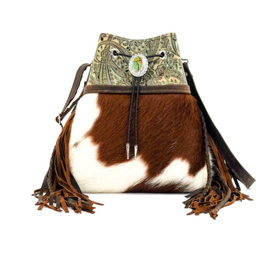 Gabby - Tricolor w/ Turquoise & Brown Paisley-Gabby-Western-Cowhide-Bags-Handmade-Products-Gifts-Dancing Cactus Designs