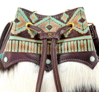 Gabby - Tricolor w/ Turquoise Navajo-Gabby-Western-Cowhide-Bags-Handmade-Products-Gifts-Dancing Cactus Designs