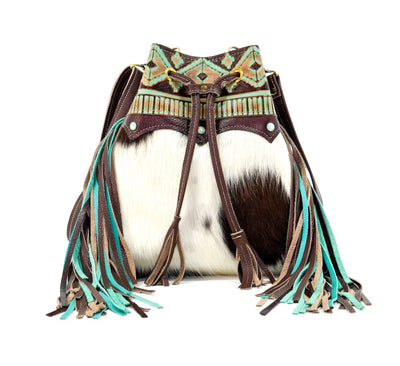 Gabby - Tricolor w/ Turquoise Navajo-Gabby-Western-Cowhide-Bags-Handmade-Products-Gifts-Dancing Cactus Designs