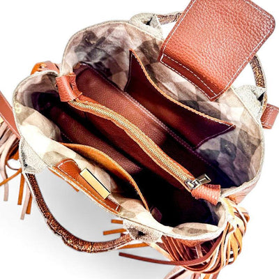 Jackie Handbag-Apparel & Accessories > Handbags, Wallets & Cases > Handbags > Convertible Bags-Western-Cowhide-Bags-Handmade-Products-Gifts-Dancing Cactus Designs