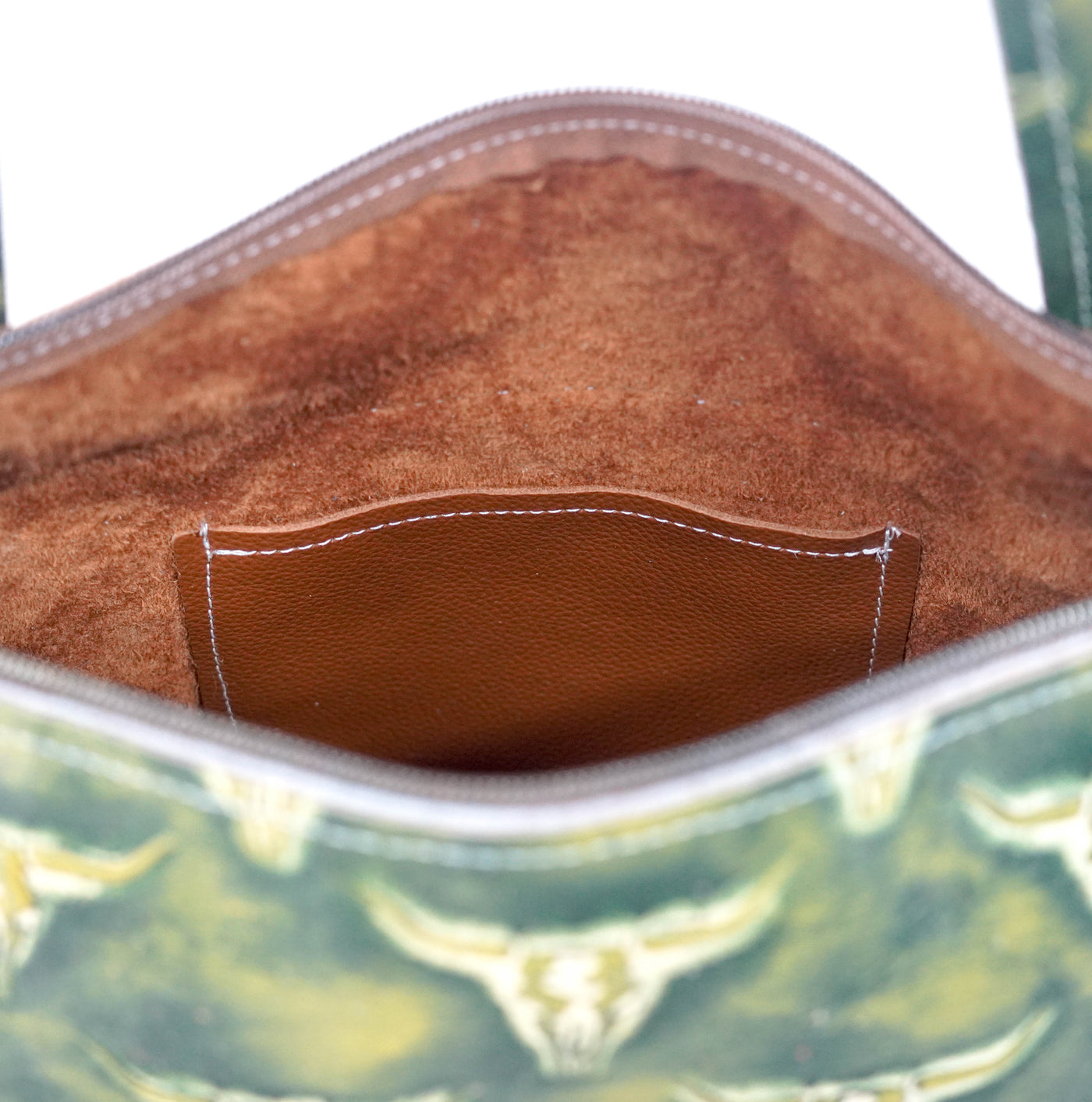 June - Red Brindle w/ Mountain View Skulls-June-Western-Cowhide-Bags-Handmade-Products-Gifts-Dancing Cactus Designs