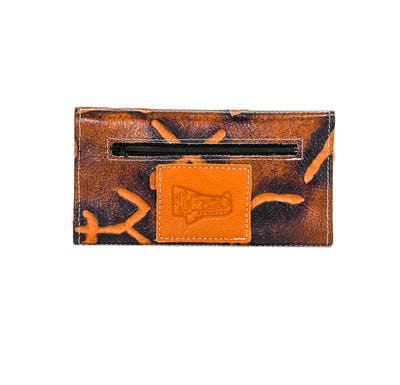 Kacey Wallet - All Embossed w/ Burnt Brands-Kacey Wallet-Western-Cowhide-Bags-Handmade-Products-Gifts-Dancing Cactus Designs