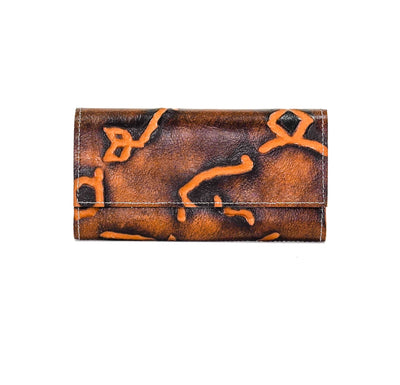 Kacey Wallet - All Embossed w/ Burnt Brands-Kacey Wallet-Western-Cowhide-Bags-Handmade-Products-Gifts-Dancing Cactus Designs