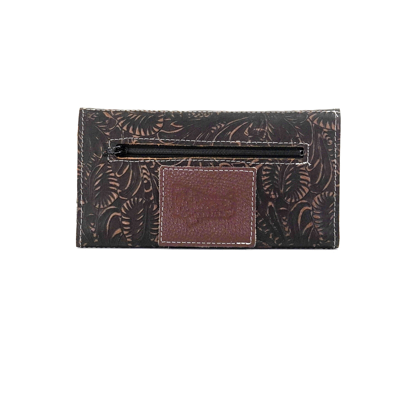 Kacey Wallet - All Embossed w/ Floral Chickory-Kacey Wallet-Western-Cowhide-Bags-Handmade-Products-Gifts-Dancing Cactus Designs