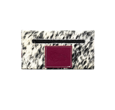 Kacey Wallet - Black & White w/ Burgundy Tool-Kacey Wallet-Western-Cowhide-Bags-Handmade-Products-Gifts-Dancing Cactus Designs