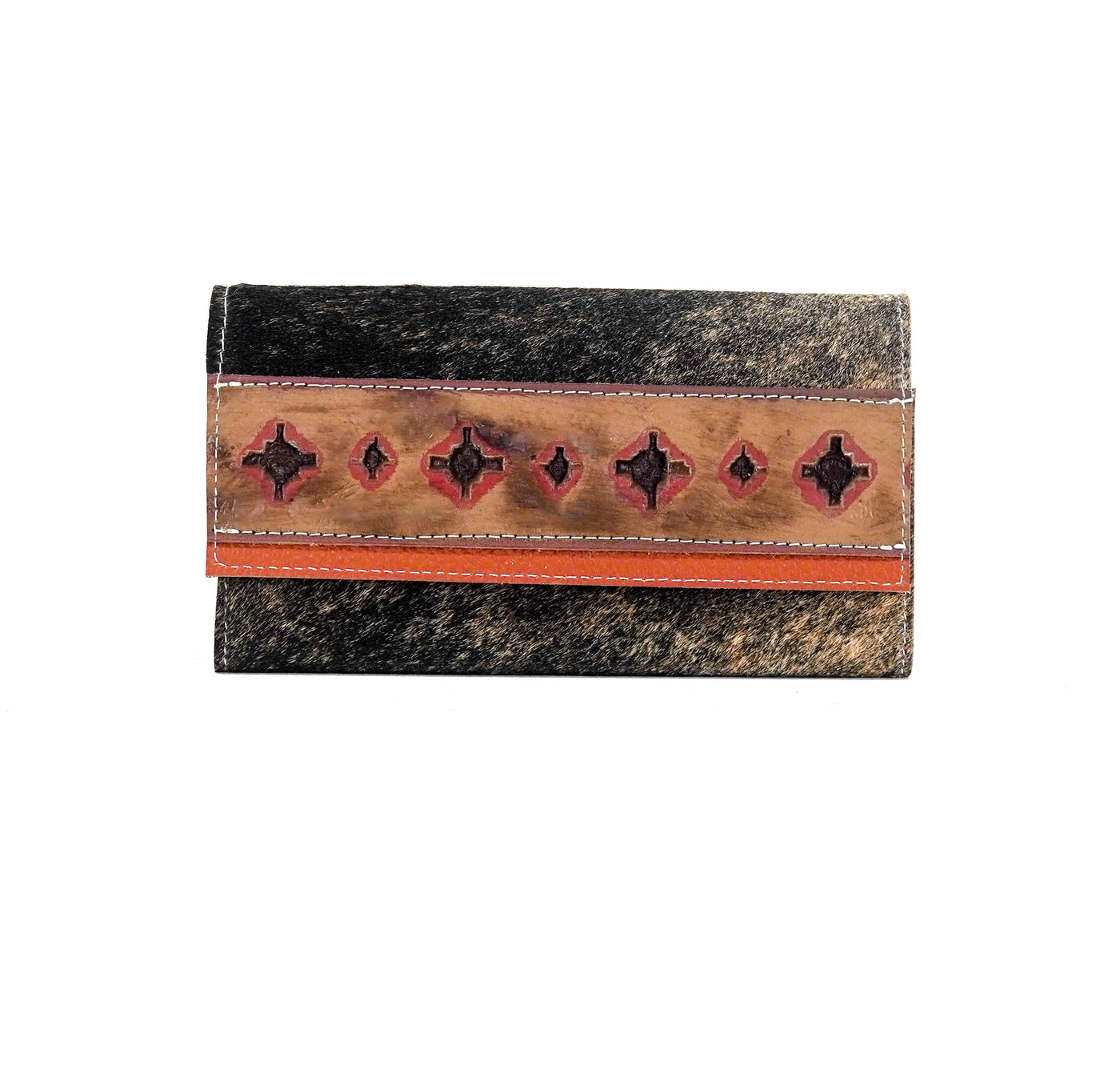 Kacey Wallet - Brindle w/ Santa Fe Navajo-Kacey Wallet-Western-Cowhide-Bags-Handmade-Products-Gifts-Dancing Cactus Designs