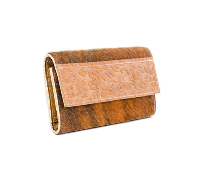 Kacey Wallet - Red Brindle w/ Vanilla Leopard-Kacey Wallet-Western-Cowhide-Bags-Handmade-Products-Gifts-Dancing Cactus Designs