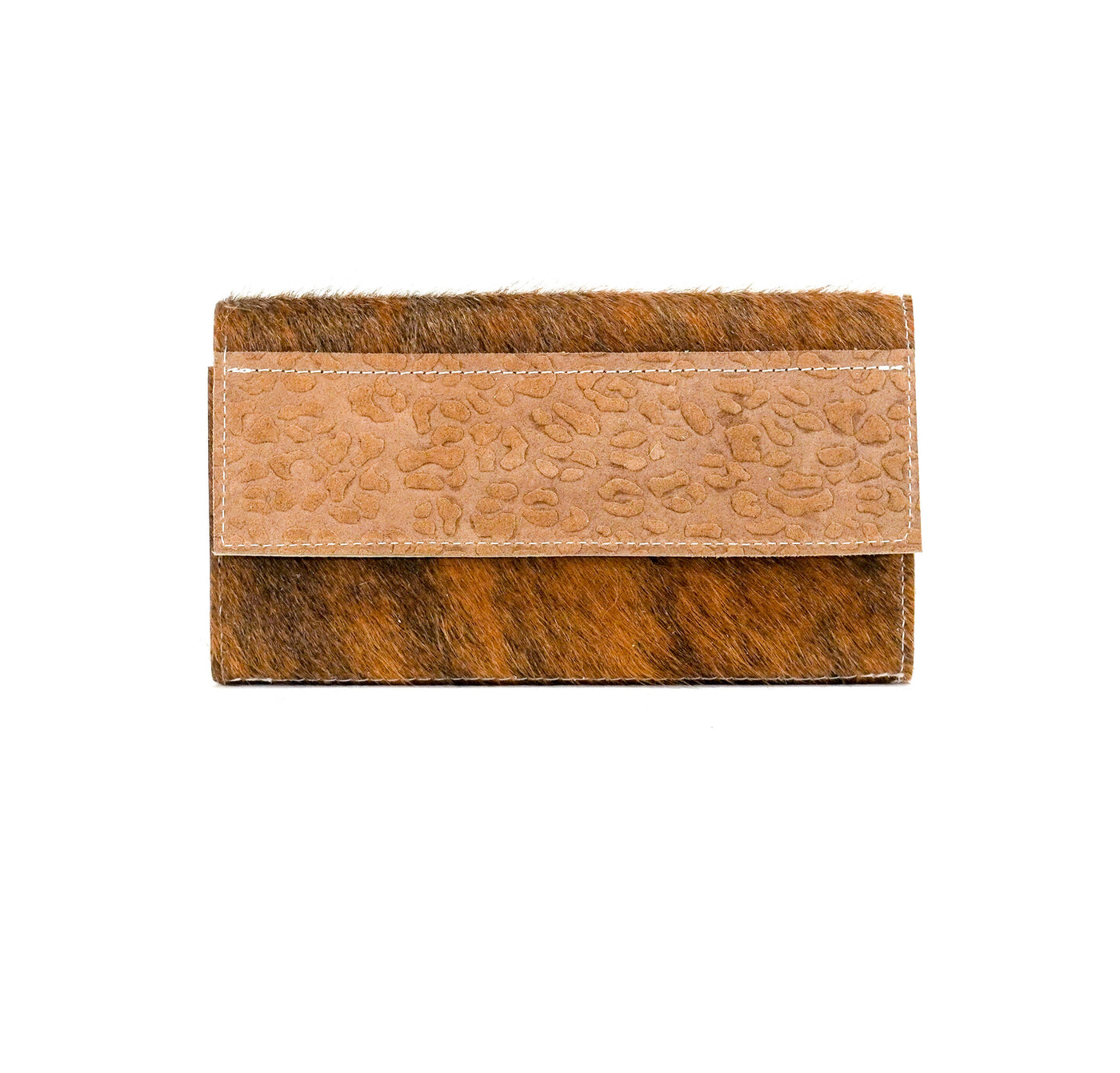 Kacey Wallet - Red Brindle w/ Vanilla Leopard-Kacey Wallet-Western-Cowhide-Bags-Handmade-Products-Gifts-Dancing Cactus Designs