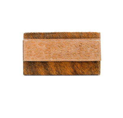 Kacey Wallet - Red Brindle w/ Vanilla Leopard-Kacey Wallet-Western-Cowhide-Bags-Handmade-Products-Gifts-Dancing Cactus Designs