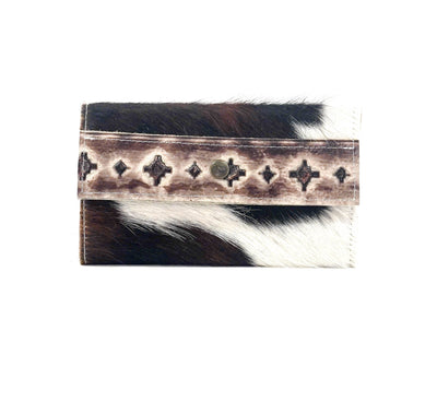 Kacey Wallet - Tricolor w/ Ivory & Brown Navajo-Kacey Wallet-Western-Cowhide-Bags-Handmade-Products-Gifts-Dancing Cactus Designs