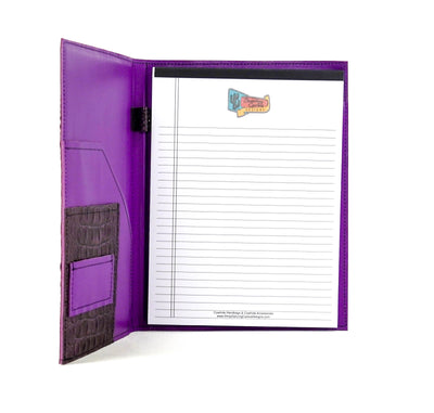 Large Notepad Cover - All Embossed w/ Amethyst Croc-Large Notepad Cover-Western-Cowhide-Bags-Handmade-Products-Gifts-Dancing Cactus Designs