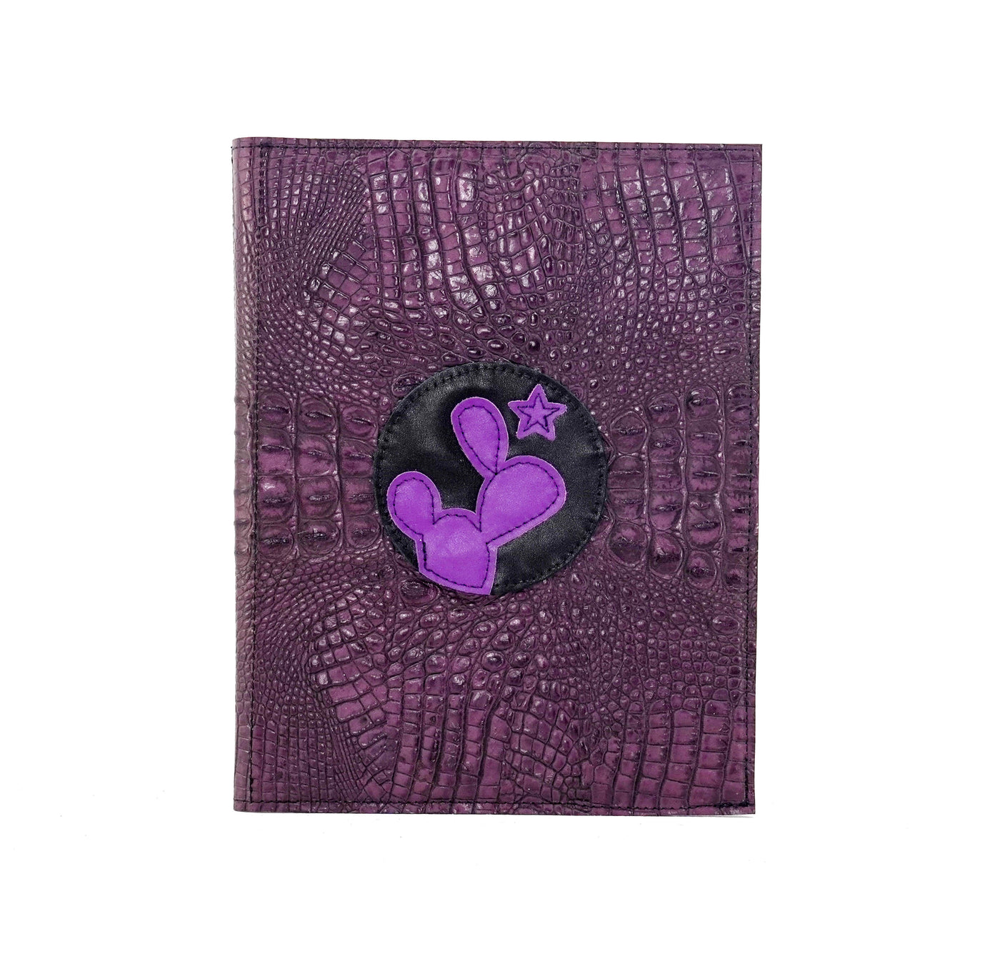 Large Notepad Cover - All Embossed w/ Amethyst Croc-Large Notepad Cover-Western-Cowhide-Bags-Handmade-Products-Gifts-Dancing Cactus Designs