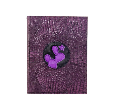 Large Notepad Cover - All Embossed w/ Amethyst Croc-Large Notepad Cover-Western-Cowhide-Bags-Handmade-Products-Gifts-Dancing Cactus Designs