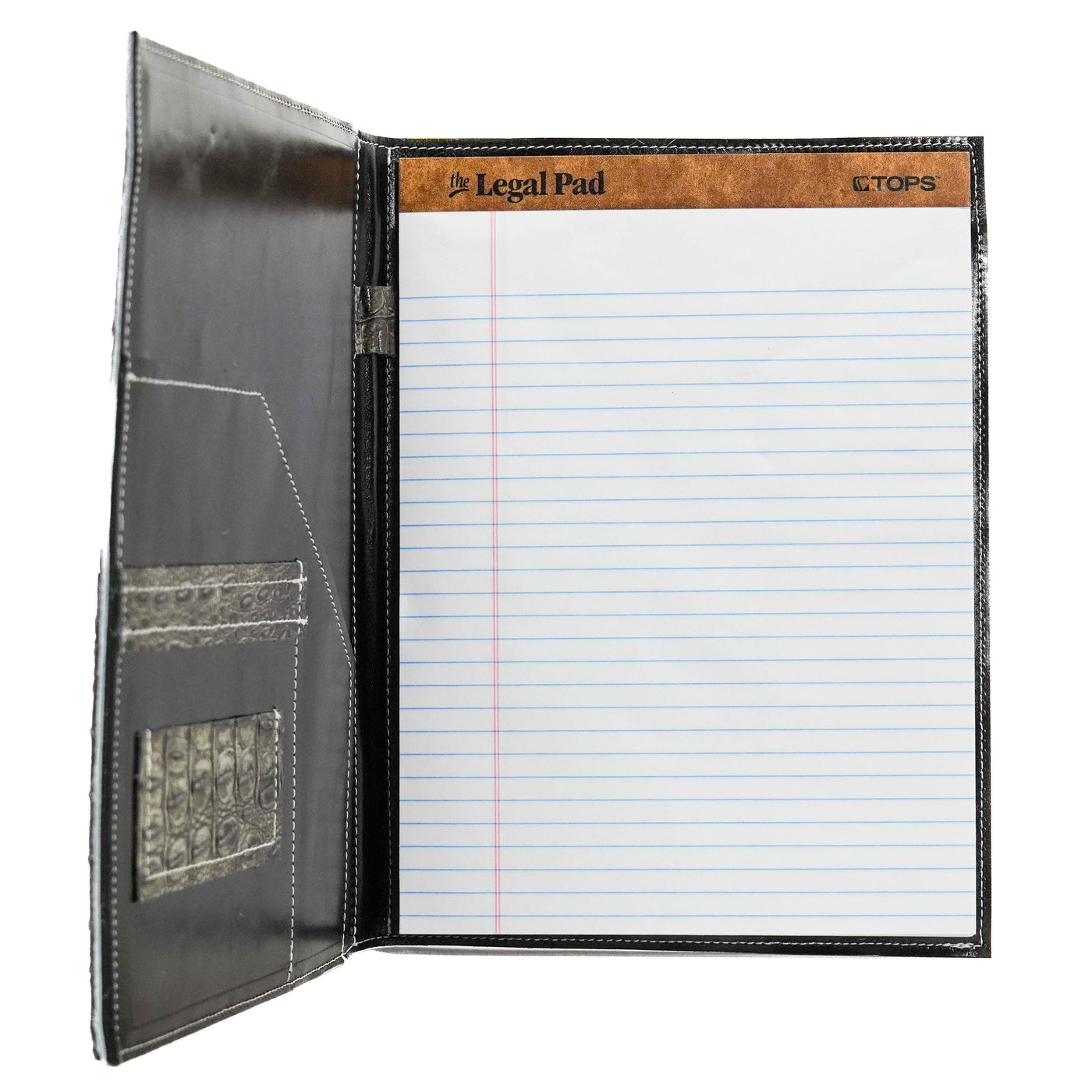 Large Notepad Cover - Black & White w/ Smoke Show Croc-Large Notepad Cover-Western-Cowhide-Bags-Handmade-Products-Gifts-Dancing Cactus Designs