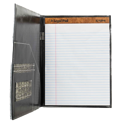 Large Notepad Cover - Black & White w/ Smoke Show Croc-Large Notepad Cover-Western-Cowhide-Bags-Handmade-Products-Gifts-Dancing Cactus Designs
