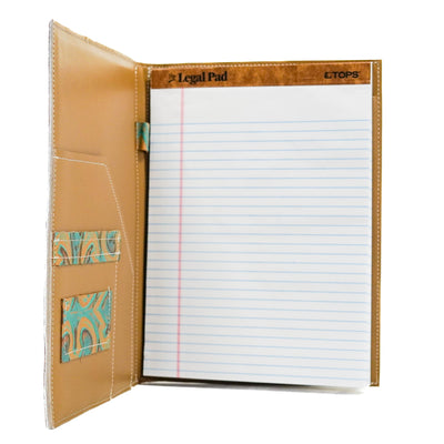 Large Notepad Cover - Brindle w/ Agave Laredo-Large Notepad Cover-Western-Cowhide-Bags-Handmade-Products-Gifts-Dancing Cactus Designs
