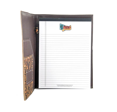 Large Notepad Cover - Brindle w/ Savannah Roses-Large Notepad Cover-Western-Cowhide-Bags-Handmade-Products-Gifts-Dancing Cactus Designs