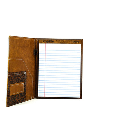 Large Notepad Cover - Exotic Brindle w/ Leather Decal-Large Notepad Cover-Western-Cowhide-Bags-Handmade-Products-Gifts-Dancing Cactus Designs